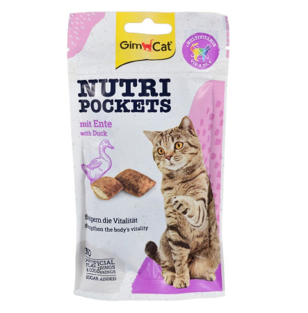 GimCat Nutri Pockets Duck & Multivitamin Вітамінні ласощі з качкою та вітамінами котів 60 г
